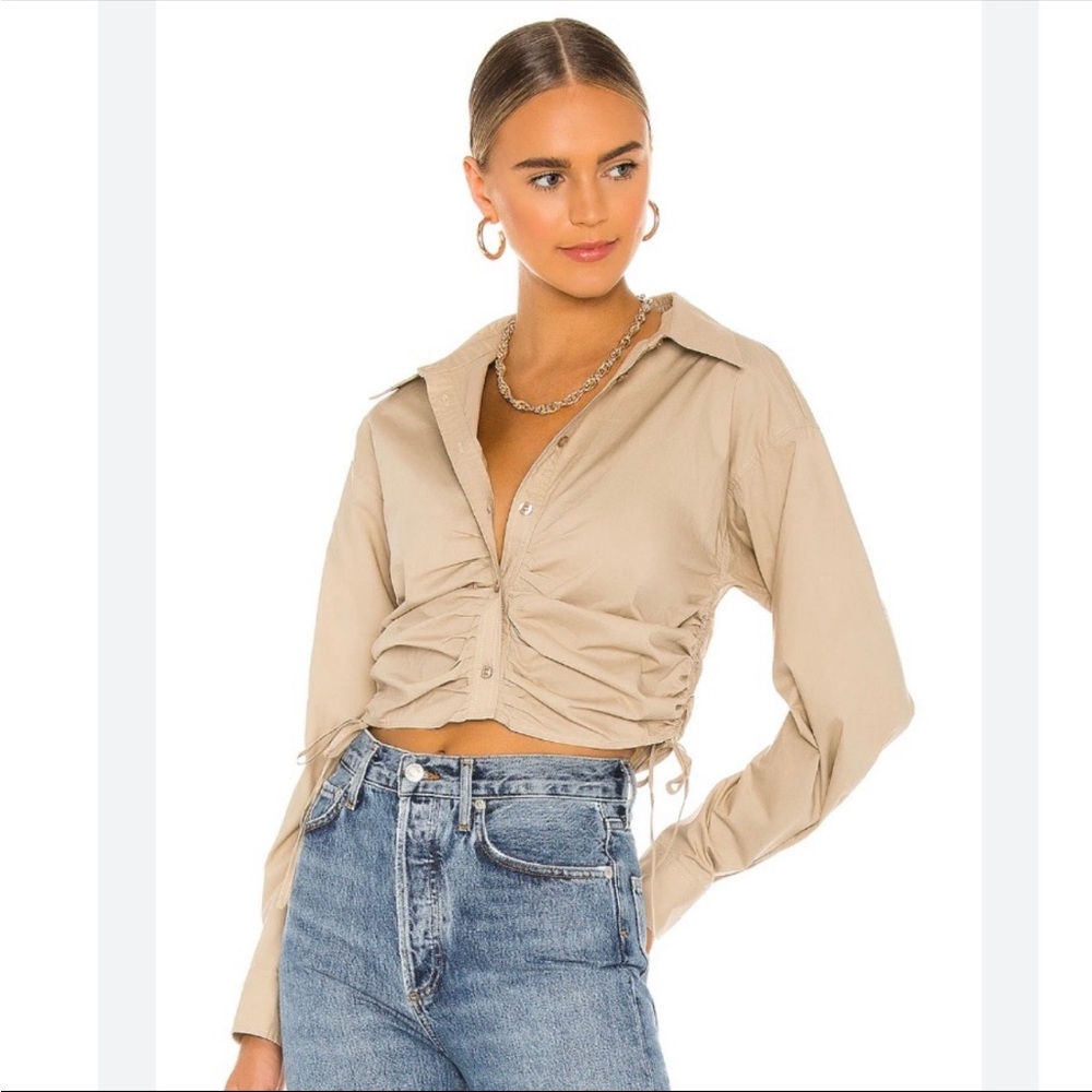 NWT L’Academie Lena Blouse khaki- Size small